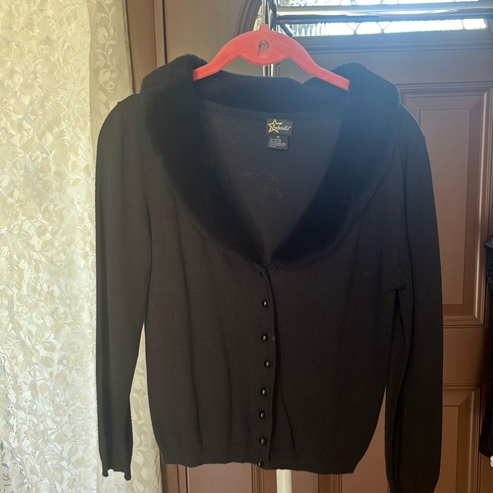 Ladylike faux fur button up sweater